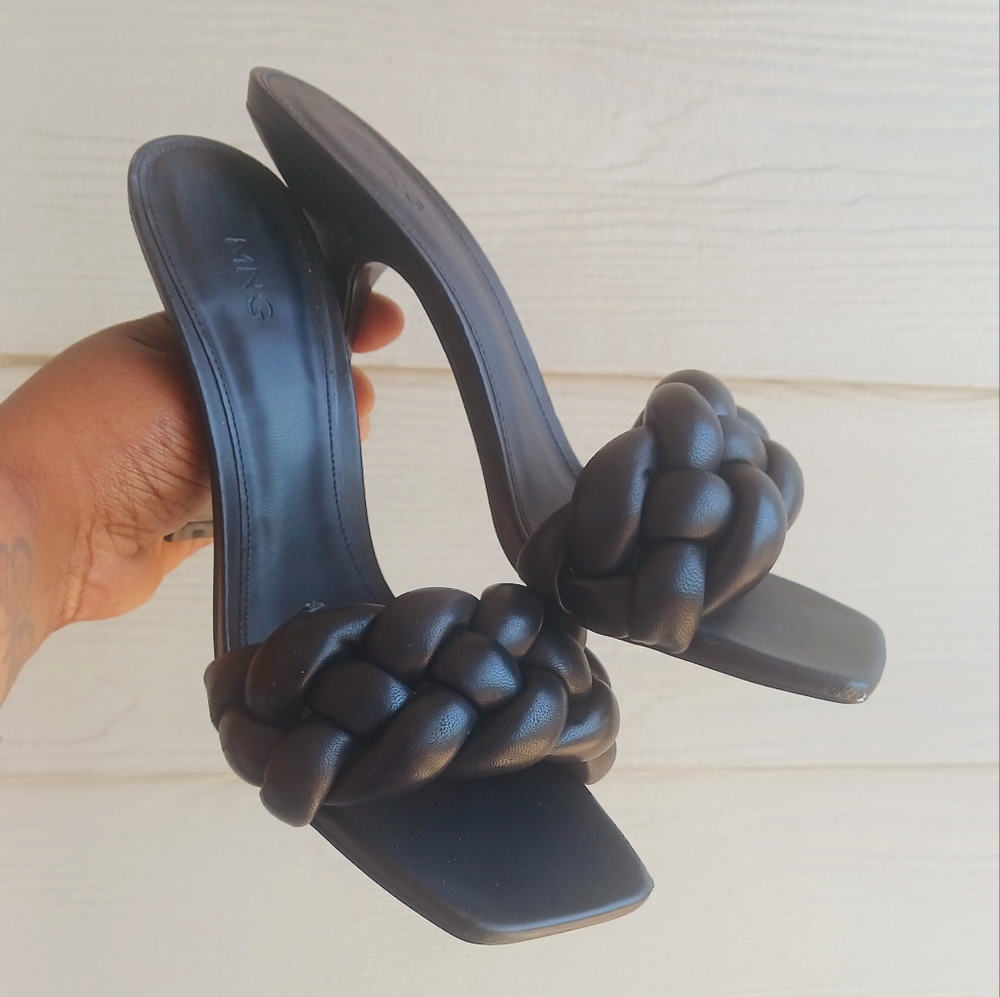 Faux leather braided slide on sandals